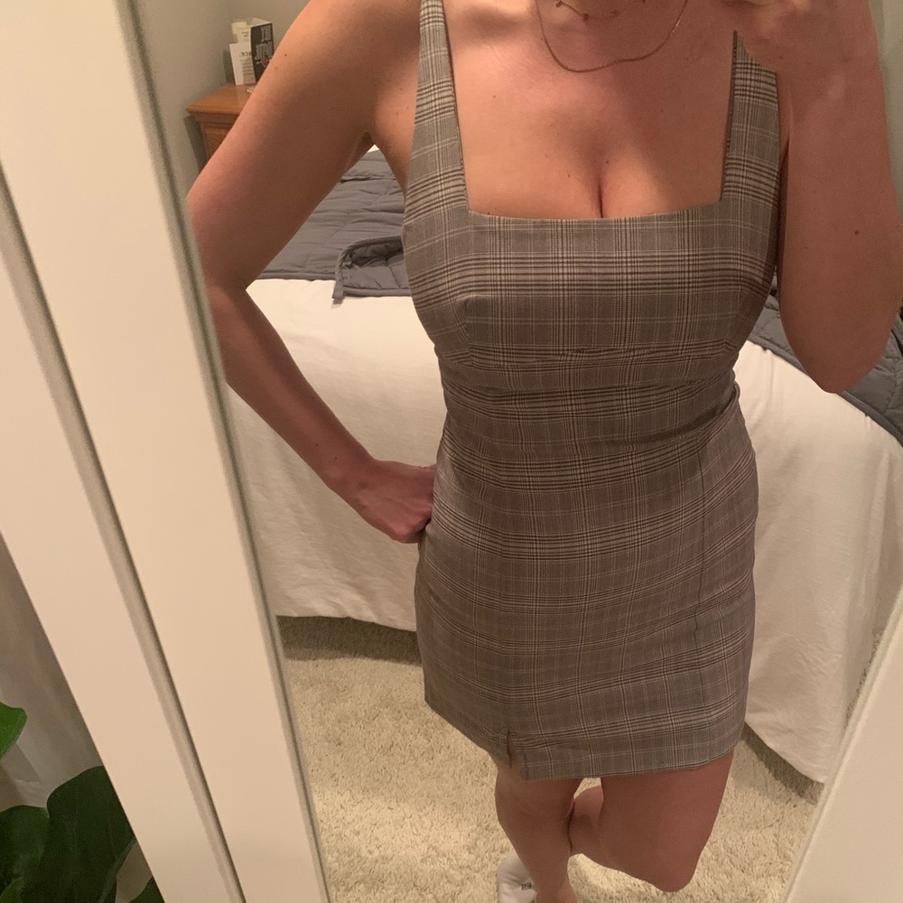 Plaid Mini Dress - Adjustable Straps
